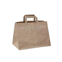 Papierová taška - ploché ucho - 320x210x270 -  250 ks/bal, hnedá