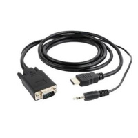 HDMI to VGA and audio adapter cable, single port, 1.8 m, black