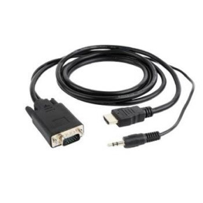 HDMI to VGA and audio adapter cable, single port, 1.8 m, black