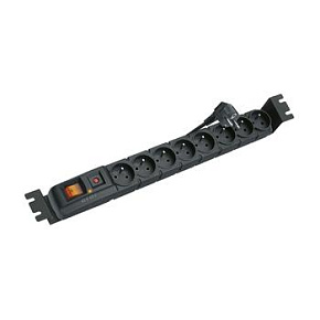 Napajeci panel ACAR S8 FA 3m 8 pozic BK včetně držáků do 19" lišt 1U, ACAR-S8-FA