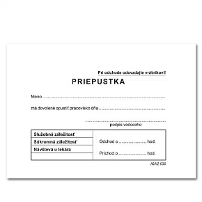 Priepustka – A7 – 100 listov
