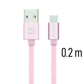Swissten Data Cable Textile USB / USB-C 0.2 m, rose gold Swissten Data Cable Textile USB / USB-C 0.2 m, rose gold