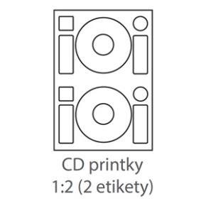 etikety ECODATA Samolepiace 2xCD-KRUH univerzálne biele 2ks/A4 (100 listov A4/bal.)