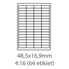 etikety ECODATA Samolepiace 48,3x16,9 univerzálne biele 64ks/A4 (1000 listov A4/bal.)