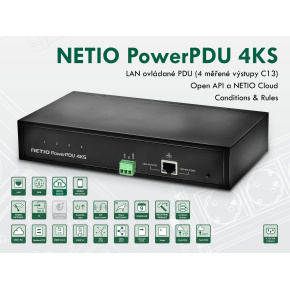 NETIO PowerPDU 4KS EU 4xIEC320 C13, měření el.hodnot, 1xLAN, seriál, SCZ, IOC, API, IP Watchdog, LUA