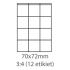 etikety ECODATA Samolepiace 70x72 univerzálne biele 12ks/A4(1000 listov A4/bal.)
