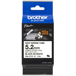 zmršťovacia bužírka BROTHER HSe211E čierne písmo, biela bužírka TUBE (5.2mm)