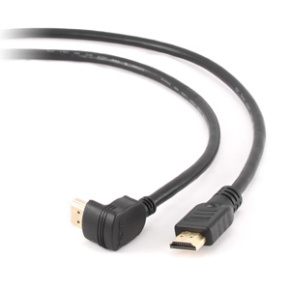 HDMI High speed 90 degrees male to straight male connectors cable,  19 pins gold-plated connectors, 3 m, bulk package