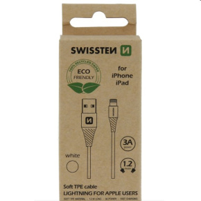 Swissten Data Cable Textile USB / Lightning 1.2 m, white Swissten Data Cable Textile USB / Lightning 1.2 m, white