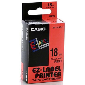 páska CASIO XR-18RD1 Black On Red Tape EZ Label Printer (18mm)