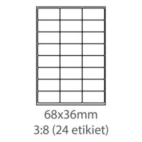 etikety ECODATA Samolepiace 68x36 univerzálne biele 24ks/A4 (1000 listov A4/bal.)