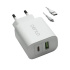 nabíjačka CENTO P102 MicroUSB 1TipC(PD)+1USB(QC)/3A/20W biela