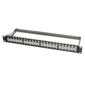 OXnet 19" modular patch panel 48port Cat6, UTP, assembl., cable manag.bar 1U, black