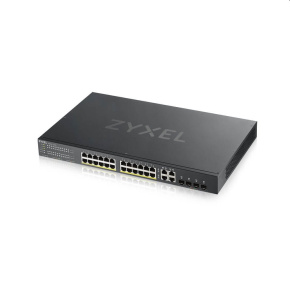 Zyxel GS1920-24HPv2, 28 Port Smart Managed PoE Switch 24x Gigabit Copper PoE and 4x Gigabit dual pers., hybrid mode,  375 Watt PoE
