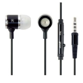 Metal earphones with microphone, black