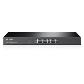 TP-LINK TL-SF1016 16-port 10/100M Switch, 16x 10/100M RJ45 ports, 1U 19-inch rack-mountable steel case