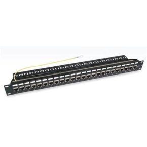 OXnet 19" modular patch panel 24port Cat6A, STP, assembl., cable manag.bar 1U, black