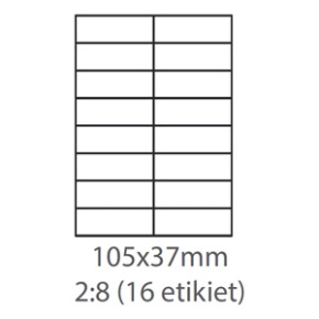 etikety ECODATA Samolepiace 105x37 univerzálne biele 16ks/A4 (100 listov A4/bal.)