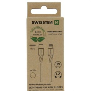 Swissten Data Cable Textile USB-C / Lightning 1.2 m, white