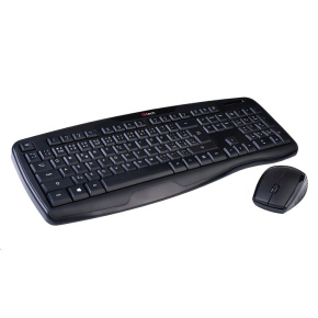 C-TECH WLKMC-02 keyboard, wireless combo set with mouse, ERGO, black, USB, CZ/SK