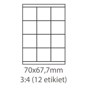 etikety ECODATA Samolepiace 70x67,7 univerzálne biele (1000 listov A4/bal.)