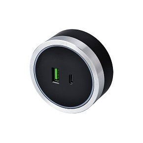 Zásuvkový modul Viking A60SB, strieborno-čierna/výstupy - 1xUSB-A, 1xUSB-C/výkon až 2500W/230V,16A,50Hz Zásuvkový modul Viking A60SB, strieborno-čierna/výstupy - 1xUSB-A, 1xUSB-C/výkon až 2500W/230V,16A,50Hz