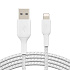 BELKIN kábel opletaný USB-A - Lightning, 2m, biely