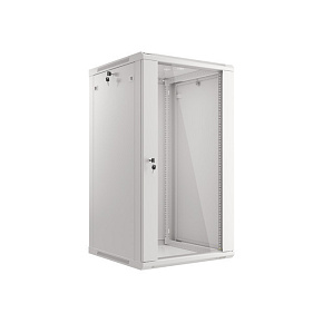 LANBERG 19" RACKOVÁ SKRIŇA PRO MONTÁŽ NA STENU 22U/600X600 (FLAT PACK) S PROSKLENÝMI DVERAMI ŠEDÁ V2