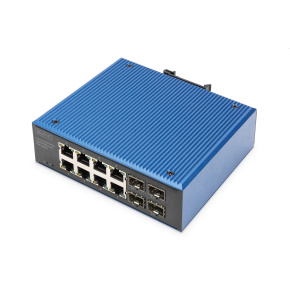 DIGITUS Industrial 8+4-Port Gigabit Ethernet PoE Switch 8 x GE RJ45 + 2 SFP+ Port, PoE