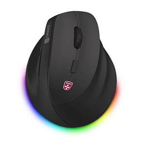 CONNECT IT FOR HEALTH ergonomická vertikálna myš, 2400dpi, 6 tl., bezdrôtová, USB, RGB podsv., vstav. batéria, čierna