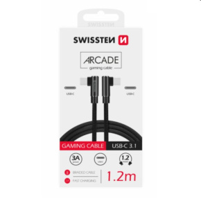 Swissten Data Cable Textile Arcade USB-C/USB-C 1.2 m, black