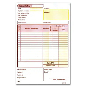 Dodací list A5, dvojfarebný, samoprepis – 100 listov