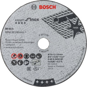 BOSCH Rezací kotúč Expert for Inox rovný, pr. 76 mm, 5 ks