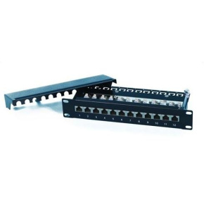 OXnet 10" patch panel 12port Cat6, STP, IDC UNI 110, cable manag.bar 1U, black