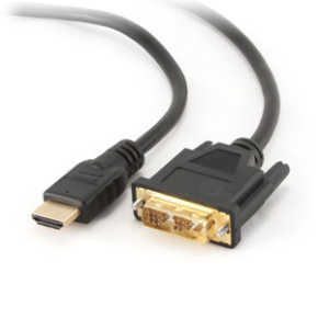 HDMI to DVI male-male cable with gold-plated connectors, 1.8m, bulk package