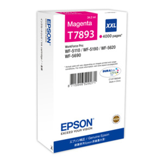 kazeta EPSON WorkForce WF-5620,5690,5190,5000 seria magenta XXL (4.000 strán) (C13T789340)