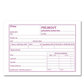 Príjmový pokladničný doklad A6 s DPH – 100 listov