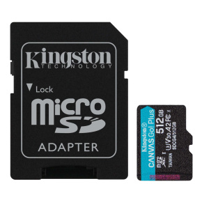 Kingston 512GB microSDXC Canvas Go Plus Gen4 200MB/s A2 U3 V30 + adaptér