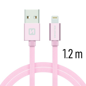 Swissten Data Cable Textile USB / Lightning 1.2 m, rose gold Swissten Data Cable Textile USB / Lightning 1.2 m, rose gold