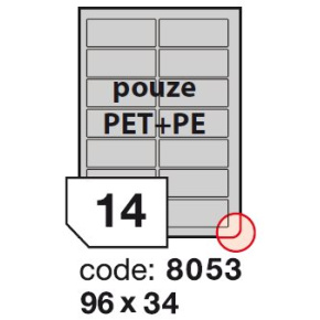 etikety RAYFILM 96x34 matné biele polyetylenové laser/inkjet R05038053A (100 list./A4)