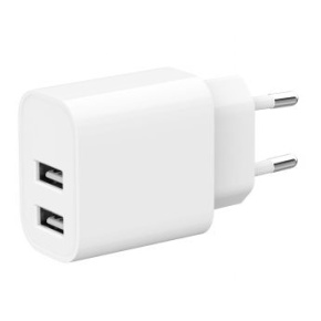 2-port universal USB charger, 2.4 A, white