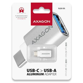 AXAGON RUCM-AFA, redukcia USB-C (M) -> USB-A (F), USB 3.2 Gen 2, 3A, ALU