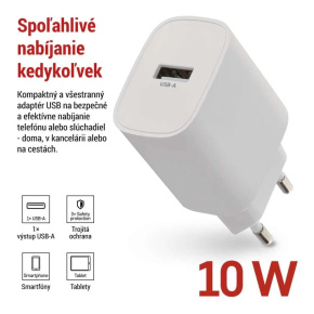 EMOS USB adaptér BASIC do siete, 1x USB-A 10 W max.