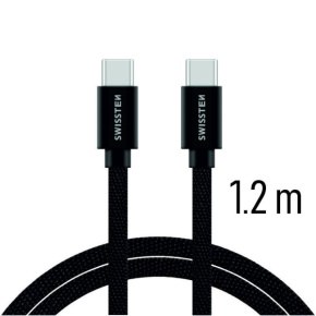 Swissten Data Cable Textile USB-C / USB-C 1.2 m, black