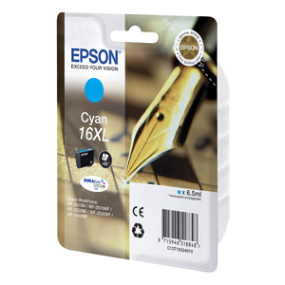 kazeta EPSON WF2520/2540 T163 Cyan XL 16 (C13T163240)