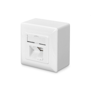 CAT 6 wall outlet, shielded, 2x RJ45 8P8C, LSA, pure white, surface mount
