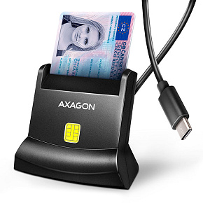 AXAGON CRE-SM4NC, USB-C čítačka kontaktných kariet Smart Card (eObčanka), stojanková, kábel 1,2 m