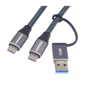 PremiumCord USB-C cable ( USB 3.2 GEN 2x2, 5A, 100W, 20Gbit/s ) 2m, cotton braid