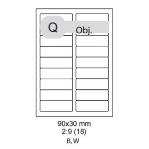 etikety ECODATA Samolepiace 90 x 30mm univerzálne biele 18ks/A4 (100 listov A4/bal.)