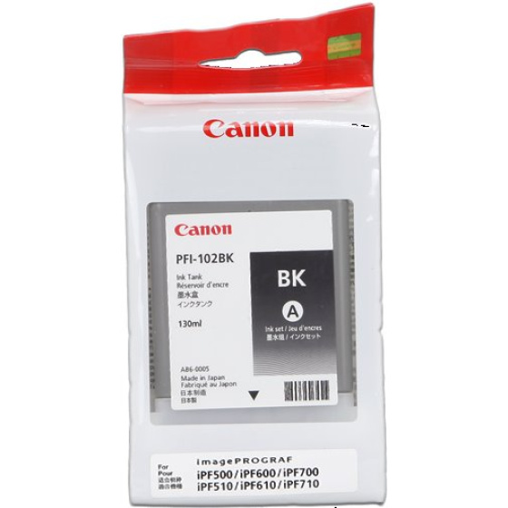 kazeta CANON PFI-102BK black iPF 500/510/600/605/610/650/655/700/710/720/750/755/760/765, LP 17/24 (0895B001)